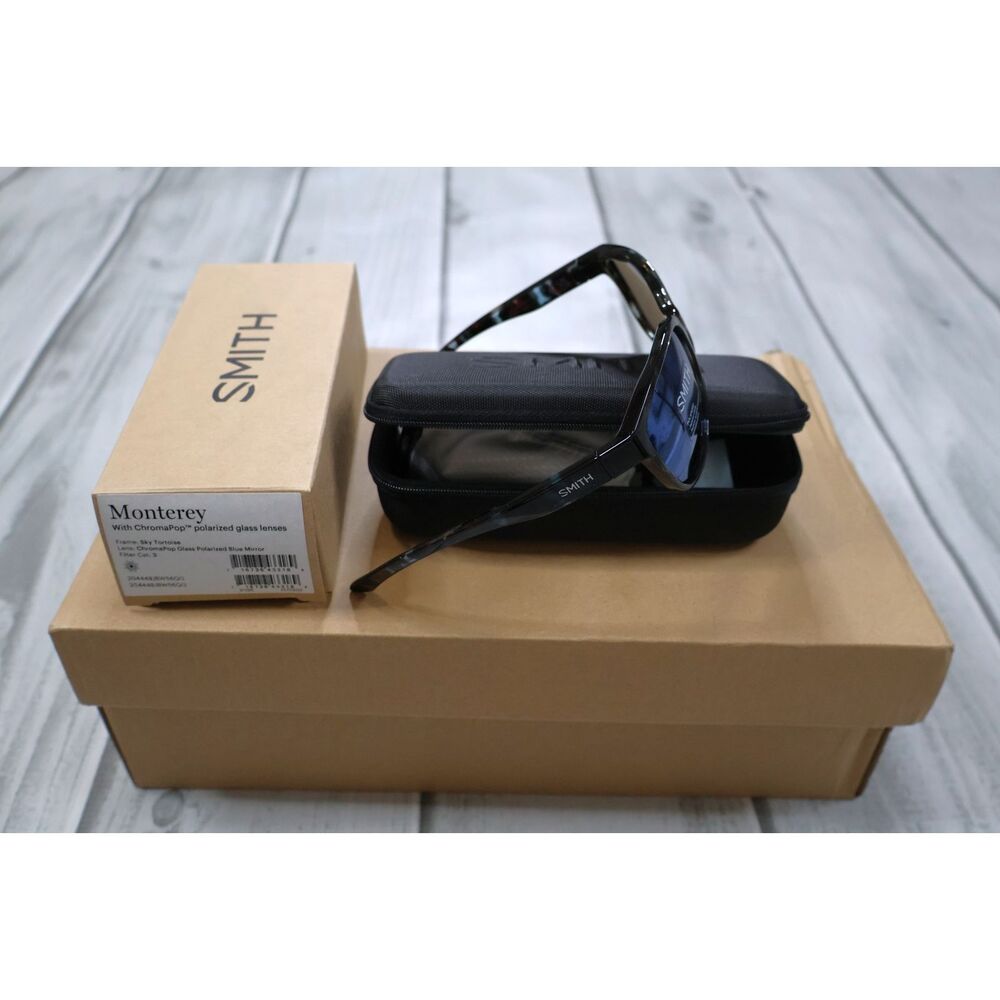 NEW Smith Monterey ChromaPop Polarized Blue Mirrored Glass Tortoise Sunglasses - Picture 2 of 4